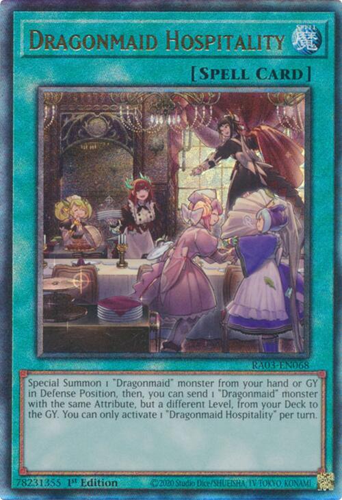 Dragonmaid Hospitality (UTR) [RA03-EN068] Prismatic Ultimate Rare | Chromatic Games