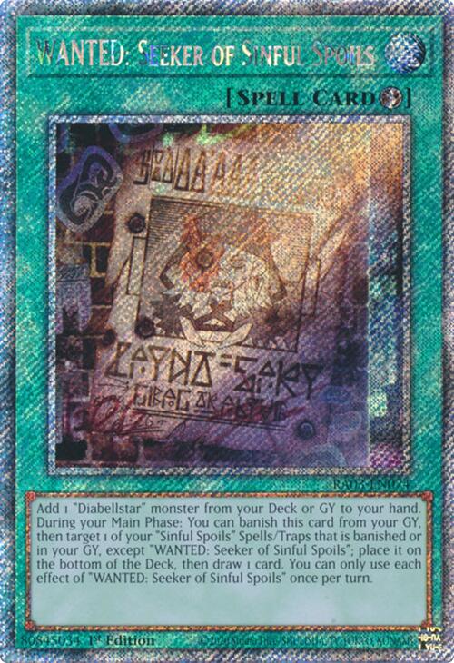 WANTED: Seeker of Sinful Spoils (Platinum Secret Rare) [RA03-EN074] Platinum Secret Rare | Chromatic Games