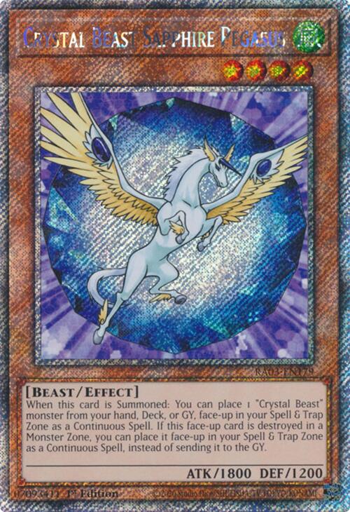 Crystal Beast Sapphire Pegasus (Platinum Secret Rare) [RA03-EN179] Platinum Secret Rare | Chromatic Games