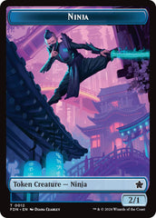 Emblem - Kaito, Cunning Infiltrator // Ninja Doubled-Sided Token [Foundations Tokens] | Chromatic Games