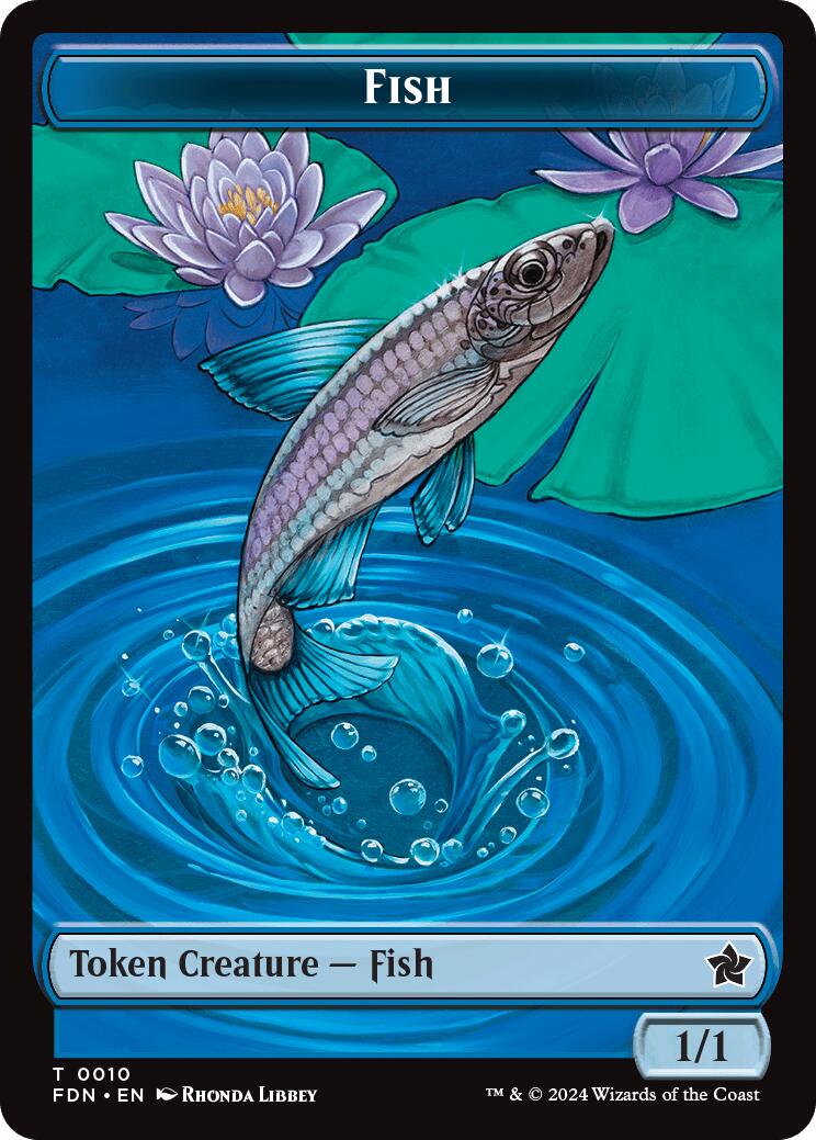 Faerie // Fish Doubled-Sided Token [Foundations Tokens] | Chromatic Games