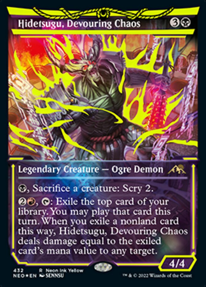 Hidetsugu, Devouring Chaos (Neon Ink Yellow) [Kamigawa: Neon Dynasty] | Chromatic Games