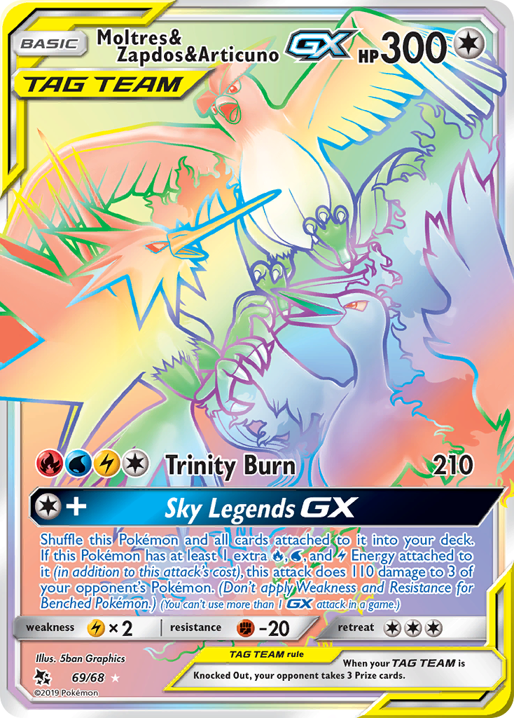 Moltres & Zapdos & Articuno GX (69/68) [Sun & Moon: Hidden Fates] | Chromatic Games