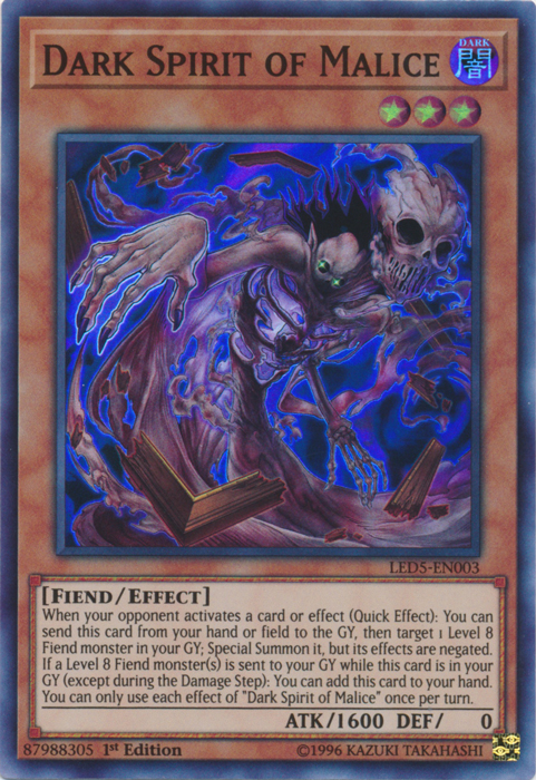 Dark Spirit of Malice [LED5-EN003] Super Rare | Chromatic Games