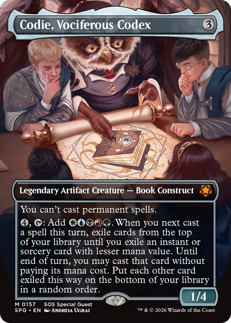 Codie, Vociferous Codex (Borderless) [Secrets of Strixhaven Special Guests] | Chromatic Games