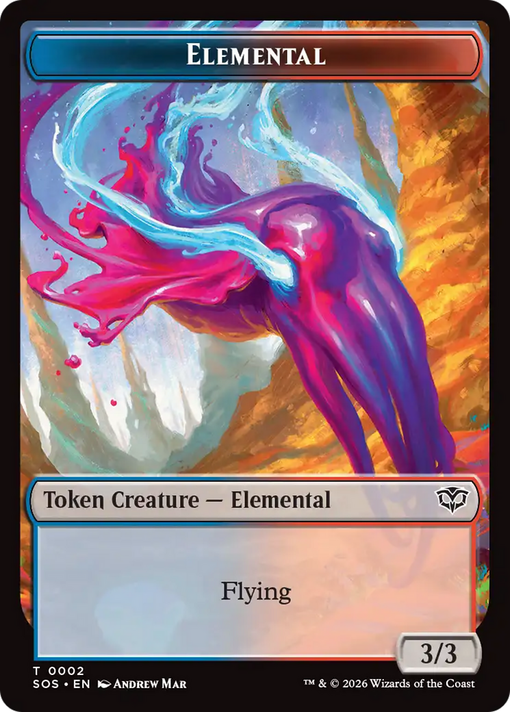 Elemental (0002) // Treasure Double-Sided Token [Secrets of Strixhaven Tokens] | Chromatic Games