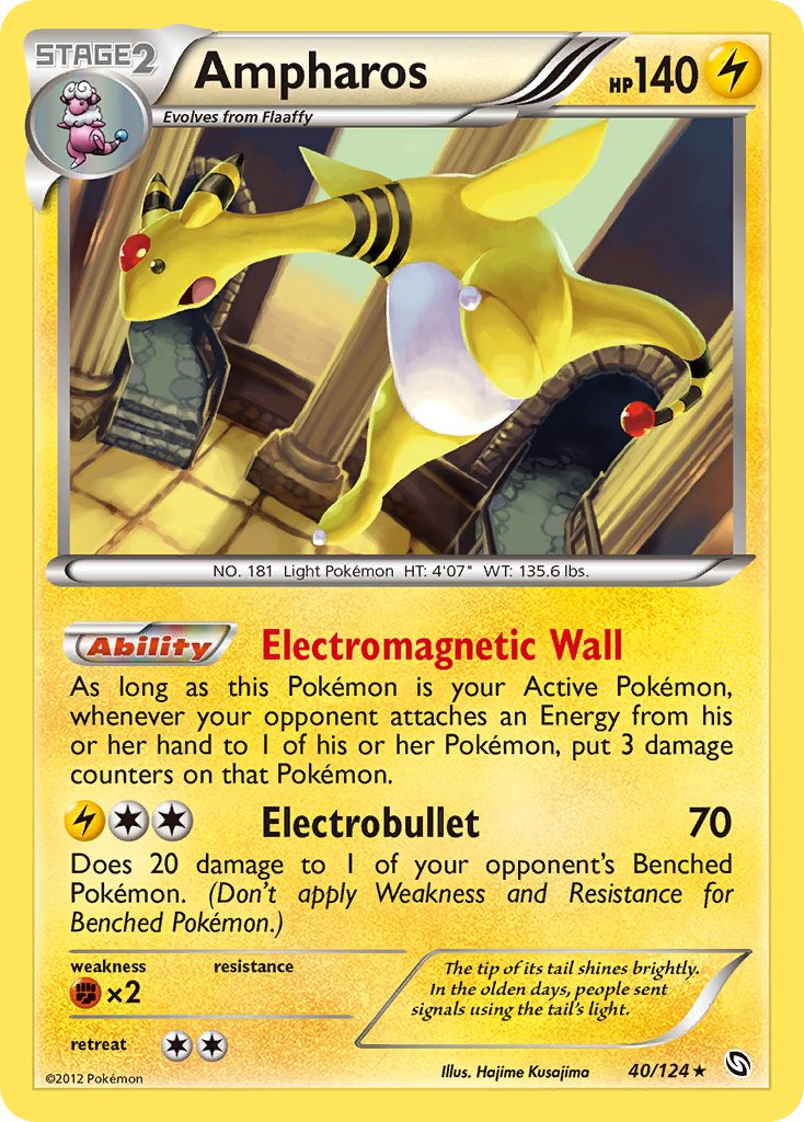 Ampharos (40/124) (Cosmos Holo) (Blister Exclusive) [Black & White: Dragons Exalted] | Chromatic Games