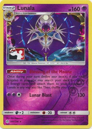 Lunala (102/236) (Pokemon Club Special Print) [Sun & Moon: Cosmic Eclipse] | Chromatic Games