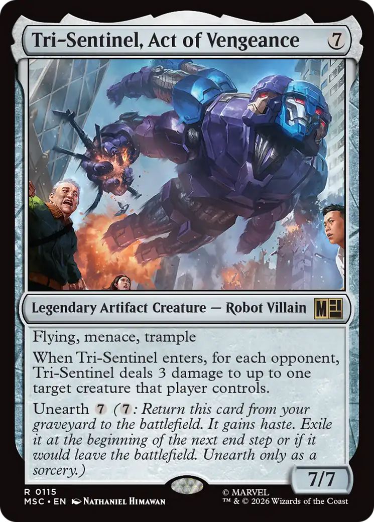Tri-Sentinel, Act of Vengeance (Surge Foil) [Marvel Super Heroes Commander] | Chromatic Games