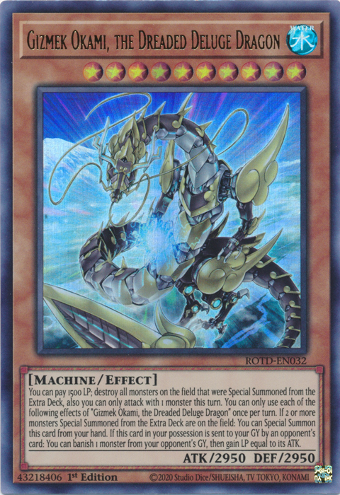 Gizmek Okami, the Dreaded Deluge Dragon [ROTD-EN032] Ultra Rare | Chromatic Games