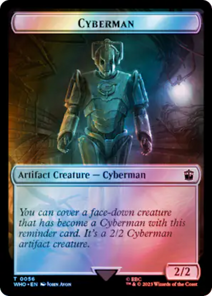 Warrior // Cyberman Double-Sided Token (Surge Foil) [Doctor Who Tokens] | Chromatic Games