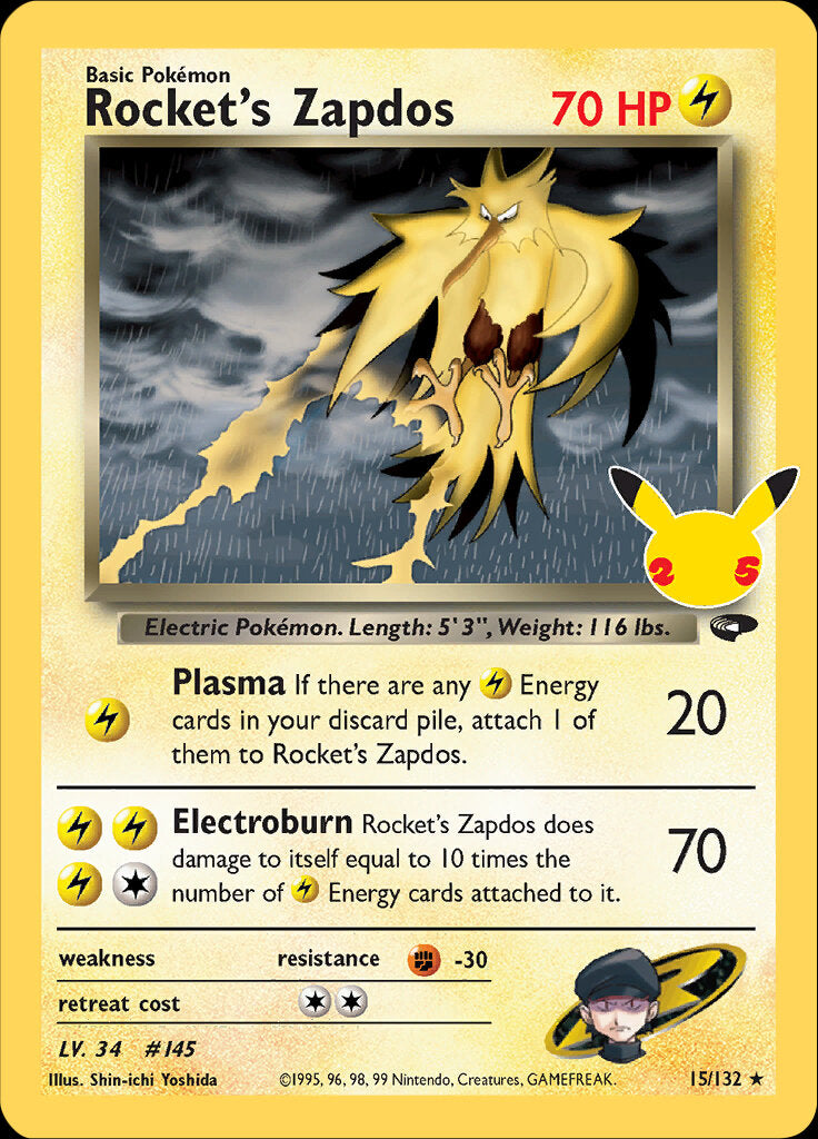 Rocket's Zapdos (15/132) [Celebrations: 25th Anniversary - Classic Collection] | Chromatic Games