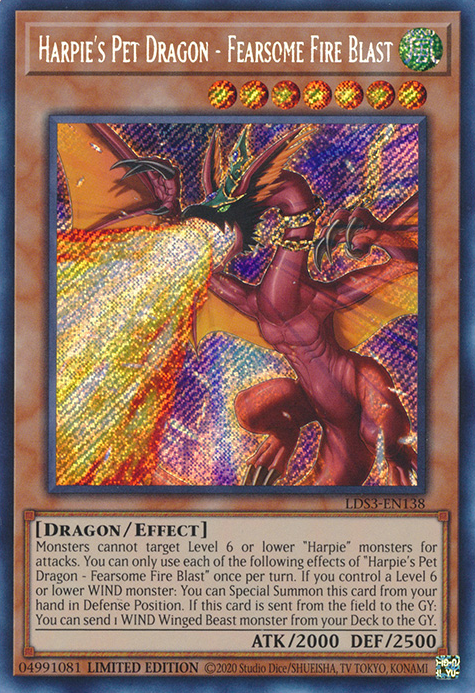 Harpie's Pet Dragon - Fearsome Fire Blast [LDS3-EN138] Secret Rare | Chromatic Games