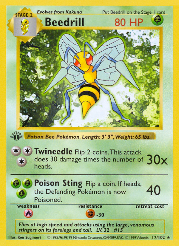 Beedrill (17/102) (Shadowless) [Base Set 1st Edition] | Chromatic Games