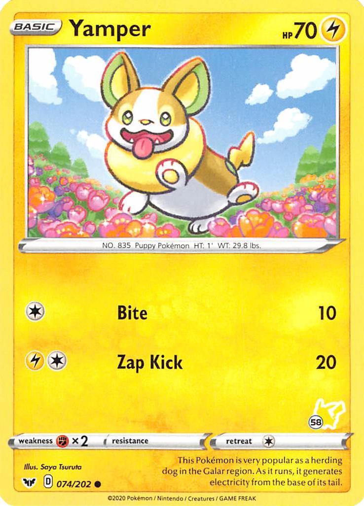 Yamper (074/202) (Pikachu Stamp #58) [Battle Academy 2022] | Chromatic Games