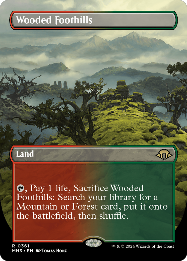 Wooded Foothills (Borderless) [Modern Horizons 3] | Chromatic Games