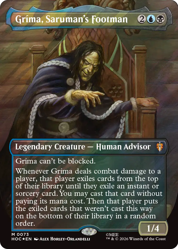 Grima, Saruman's Footman (Borderless) (Surge Foil) [The Hobbit: Eternal-Legal] | Chromatic Games
