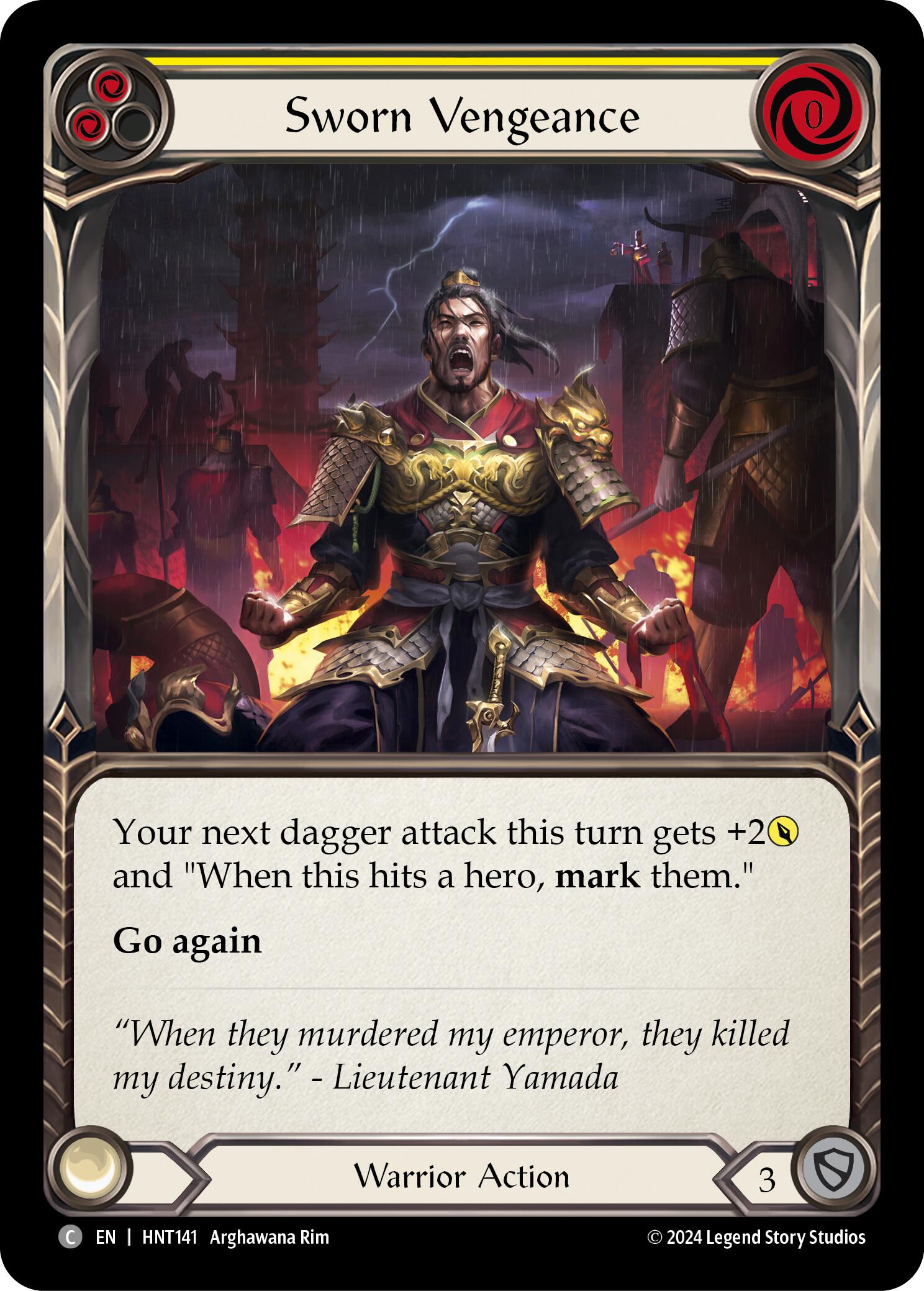 Sworn Vengeance (Yellow) [HNT141] (The Hunted)  Rainbow Foil | Chromatic Games