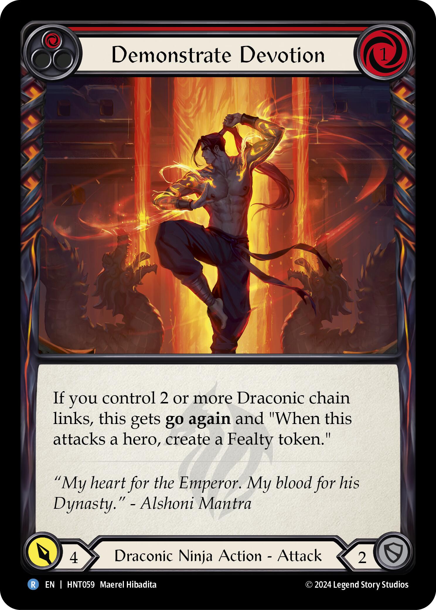 Demonstrate Devotion (Red) [HNT059] (The Hunted)  Rainbow Foil | Chromatic Games