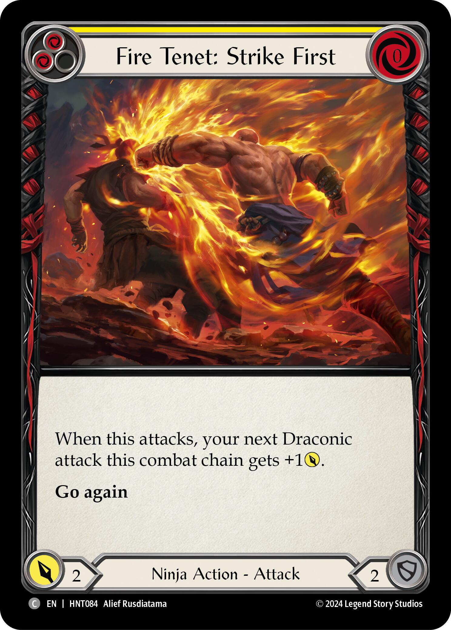 Fire Tenet: Strike First (Yellow) [HNT084] (The Hunted)  Rainbow Foil | Chromatic Games