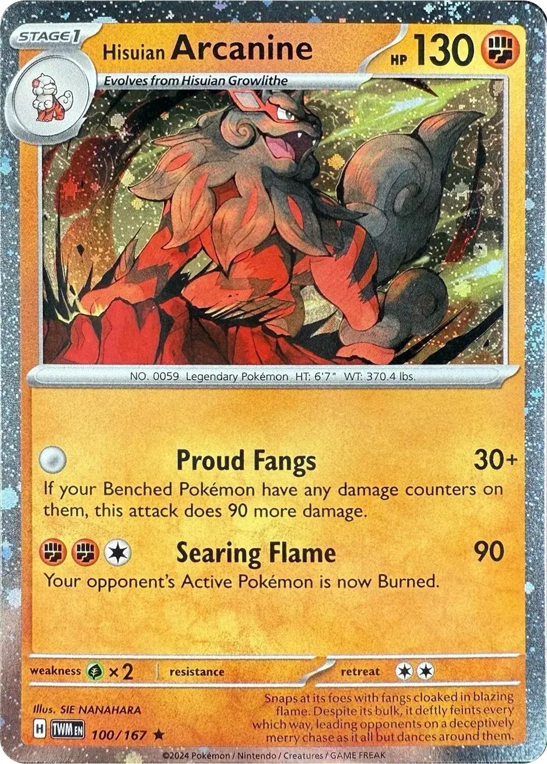 Hisuian Arcanine (100/167) (Cosmos Holo) [Scarlet & Violet: Twilight Masquerade] | Chromatic Games