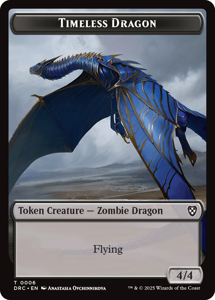 Timeless Dragon // Zombie (0003) Double-Sided Token [Aetherdrift Tokens] | Chromatic Games