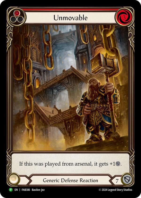Unmovable (Red) (Extended Art) [FAB306] (Promo)  Rainbow Foil | Chromatic Games
