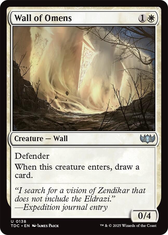 Wall of Omens [Tarkir: Dragonstorm Commander] | Chromatic Games