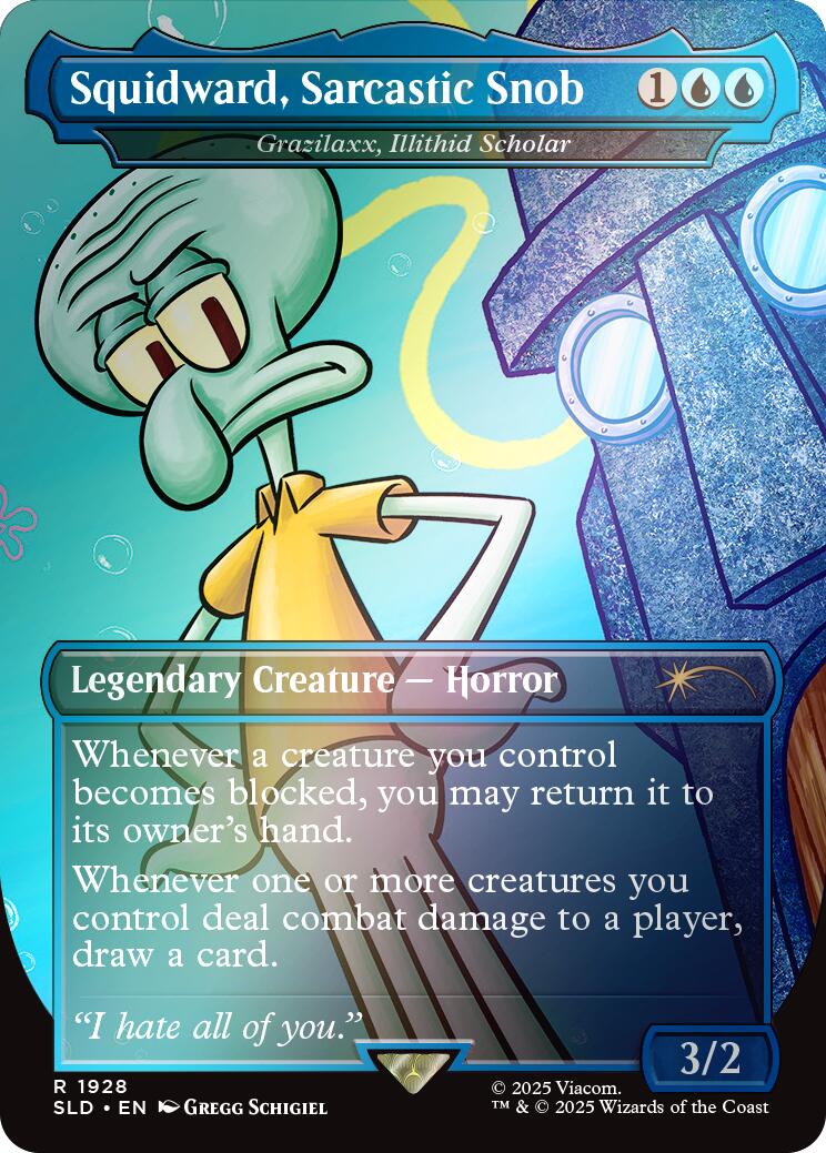 Squidward, Sarcastic Snob - Grazilaxx, Illithid Scholar (Rainbow Foil) [Secret Lair Drop Series] | Chromatic Games