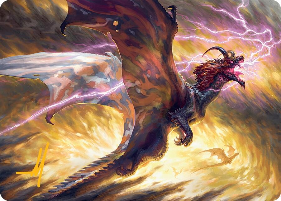 Stormscale Scion Art Card (17/54) (Gold-Stamped Signature) [Tarkir: Dragonstorm Art Series] | Chromatic Games