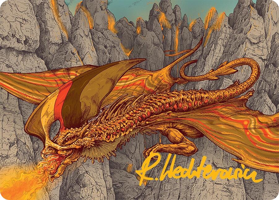 Magmatic Hellkite Art Card (34/54) (Gold-Stamped Signature) [Tarkir: Dragonstorm Art Series] | Chromatic Games