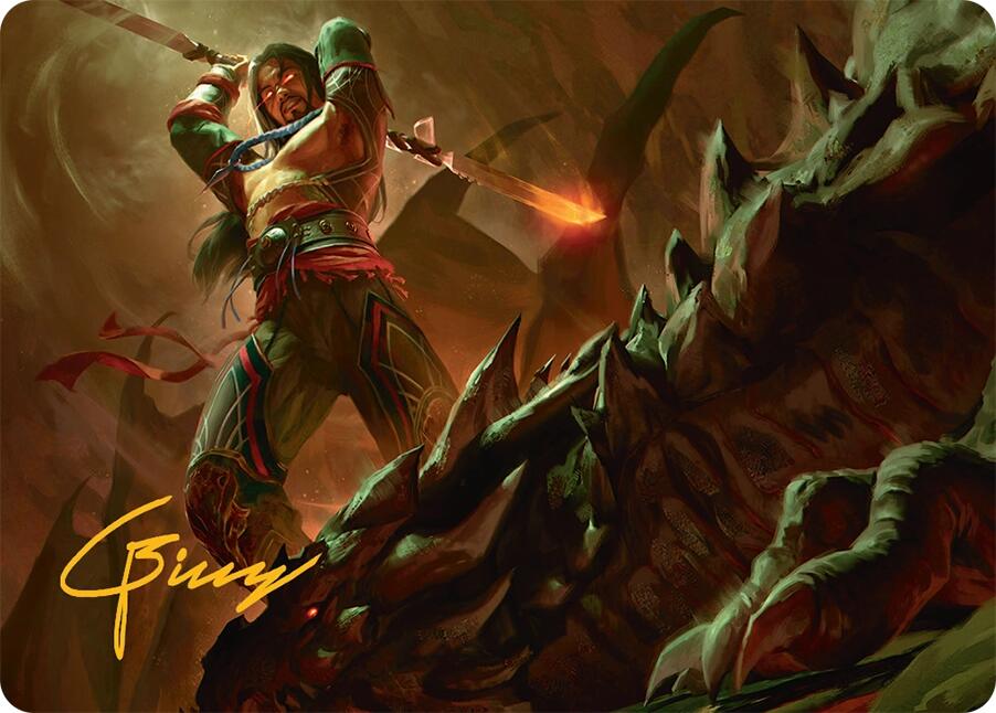 Sarkhan's Resolve Art Card (18/54) (Gold-Stamped Signature) [Tarkir: Dragonstorm Art Series] | Chromatic Games
