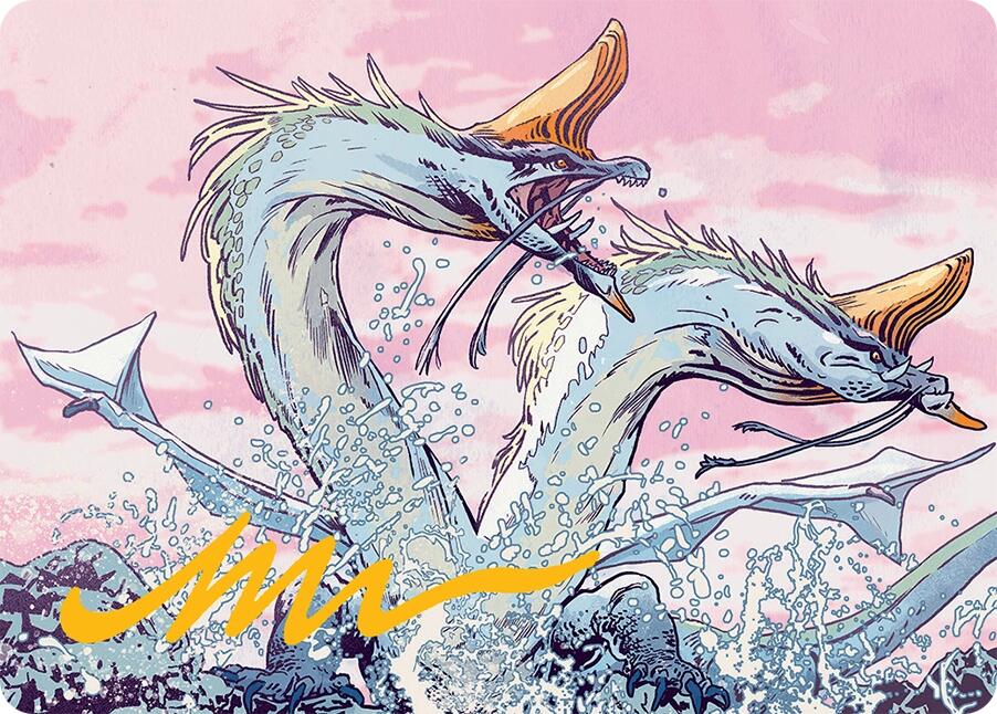 Twinmaw Stormbrood Art Card (39/54) (Gold-Stamped Signature) [Tarkir: Dragonstorm Art Series] | Chromatic Games
