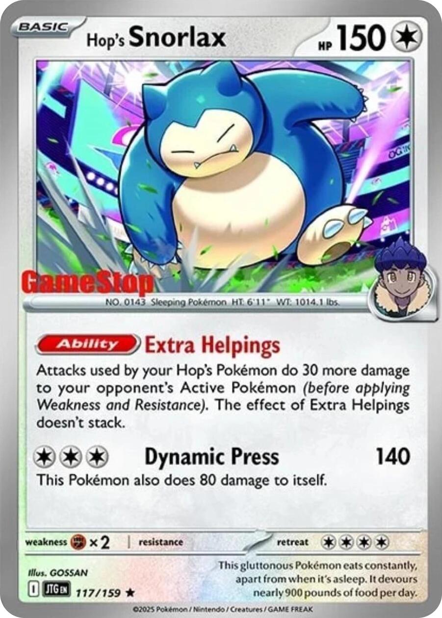 Hop's Snorlax (117/159) (GameStop) (Cosmos Holo) [Scarlet & Violet: Journey Together] | Chromatic Games