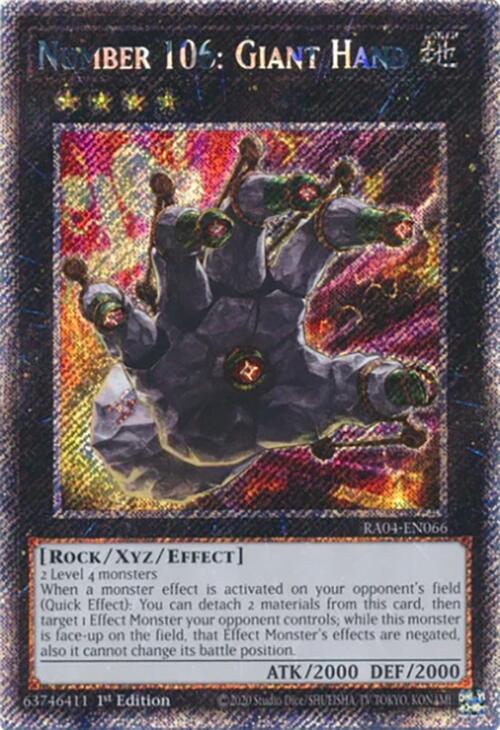 Number 106: Giant Hand [RA04-EN066] Platinum Secret Rare | Chromatic Games