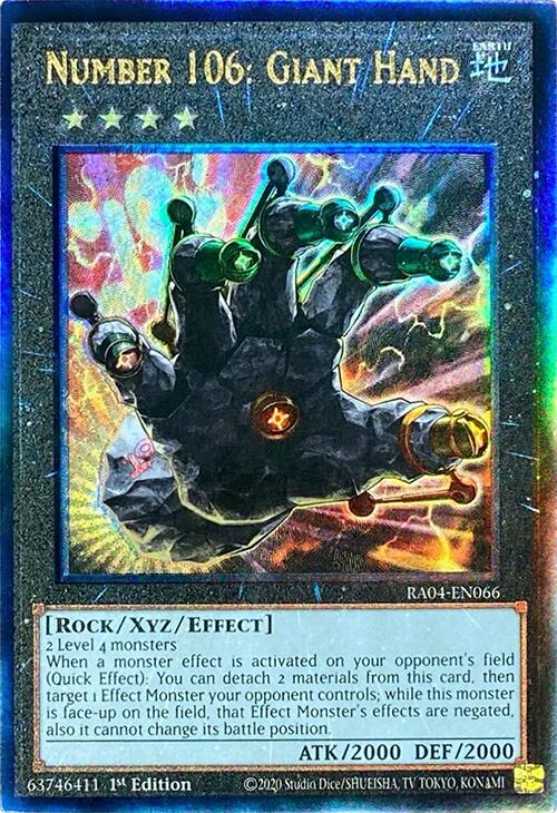 Number 106: Giant Hand [RA04-EN066] Prismatic Ultimate Rare | Chromatic Games