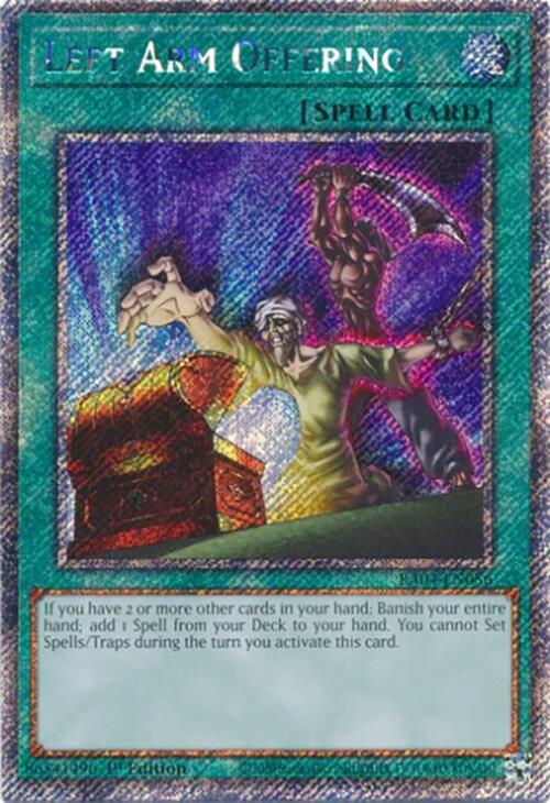Left Arm Offering [RA04-EN086] Platinum Secret Rare | Chromatic Games