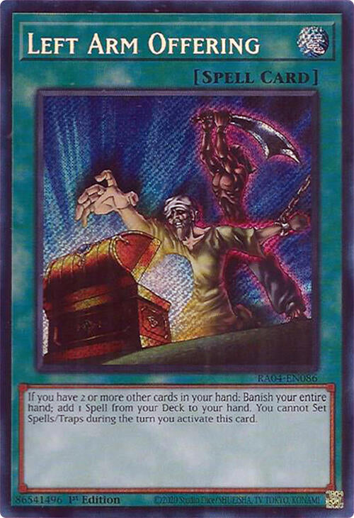 Left Arm Offering [RA04-EN086] Secret Rare | Chromatic Games