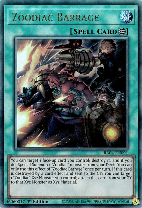 Zoodiac Barrage [RA04-EN091] Prismatic Ultimate Rare | Chromatic Games