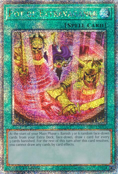 Pot of Extravagance (New Art) [RA04-EN093] Quarter Century Secret Rare | Chromatic Games