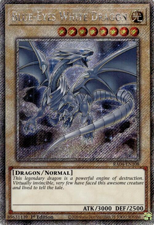 Blue-Eyes White Dragon (8th Art) [RA04-EN108] Platinum Secret Rare | Chromatic Games