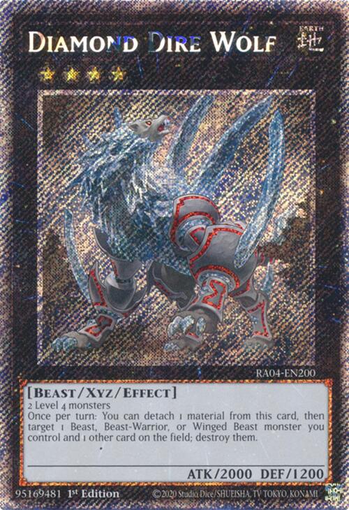 Diamond Dire Wolf [RA04-EN200] Platinum Secret Rare | Chromatic Games