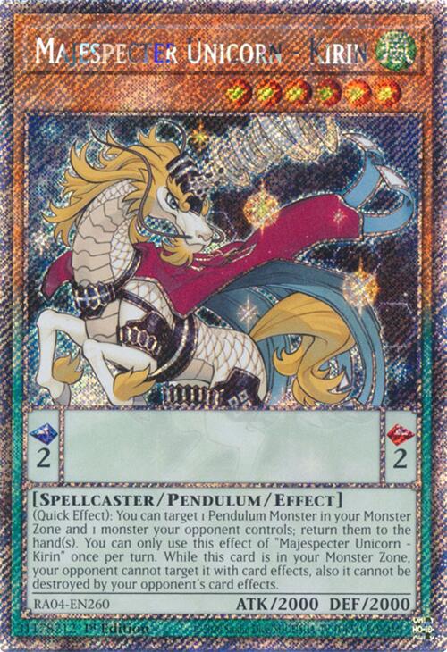 Majespecter Unicorn - Kirin [RA04-EN260] Platinum Secret Rare | Chromatic Games