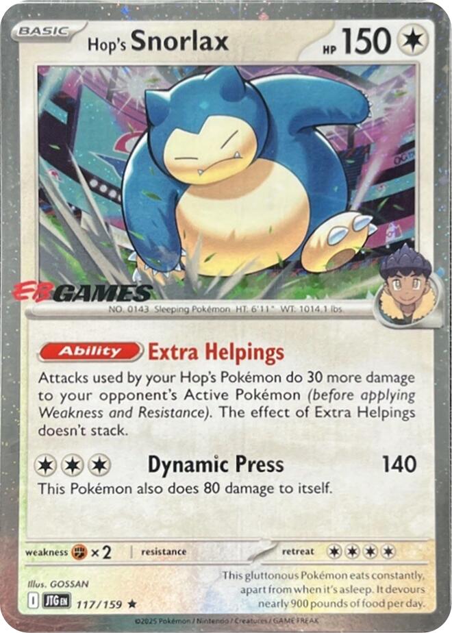 Hop's Snorlax (117/159) (EB Games) (Cosmos Holo) [Scarlet & Violet: Journey Together] | Chromatic Games
