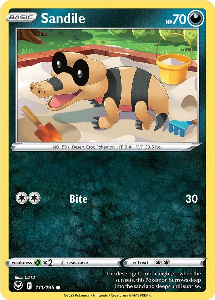 Sandile (111/195) [Sword & Shield: Silver Tempest] | Chromatic Games