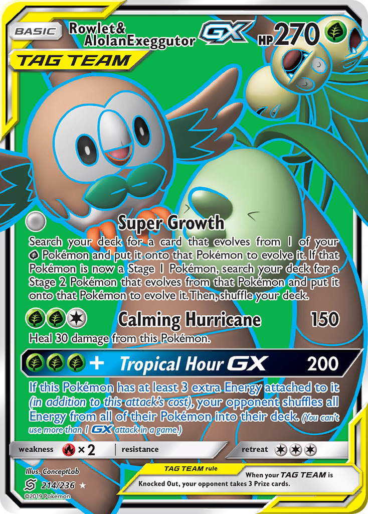 Rowlet & Alolan Exeggutor GX (214/236) [Sun & Moon: Unified Minds] | Chromatic Games