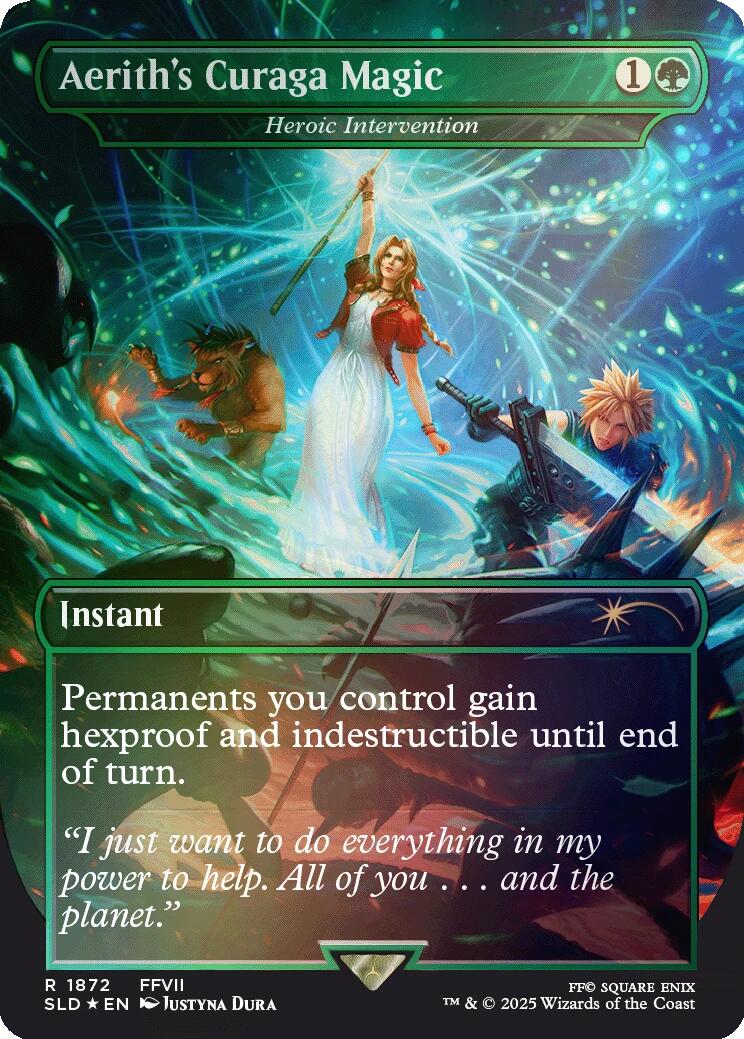 Aerith's Curaga Magic - Heroic Intervention (Rainbow Foil) [Secret Lair Drop Series] | Chromatic Games