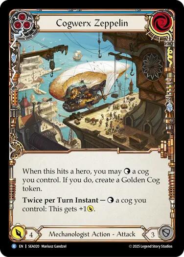 Cogwerx Zeppelin (Blue) [SEA020] (High Seas)  Rainbow Foil | Chromatic Games