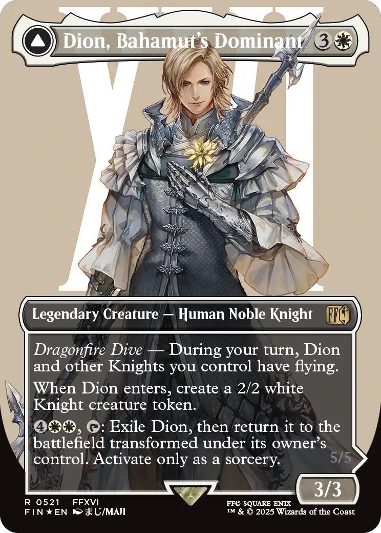 Dion, Bahamut's Dominant // Bahamut, Warden of Light (Borderless) (Surge Foil) [FINAL FANTASY] | Chromatic Games