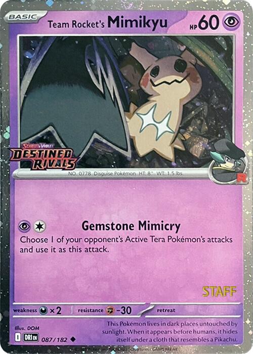 Team Rocket's Mimikyu (087/182) (Prerelease Staff) [Scarlet & Violet: Destined Rivals] | Chromatic Games